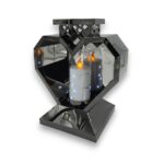 Znicz metalowy serce 24cm glamour 24cm lampion bez wkładu Solaris grafitowy led oplot