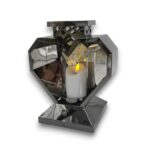 Znicz metalowy serce glamour 24cm lampion bez wkładu Solaris złoty grafitowy swieczka