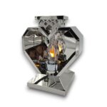 Znicz metalowy serce 24cm glamour 24cm lampion bez wkładu Solaris srebrny led tres