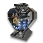 Znicz metalowy serce glamour 28cm oprawa bez wkładu Solaris grafitowy led