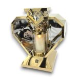 Znicz metalowy serce glamour 28cm oprawa bez wkładu Solaris złoty