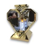 Znicz metalowy serce glamour 28cm oprawa bez wkładu Solaris złoty