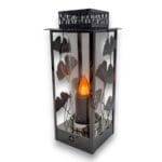 Znicz solarny metal Latarenka z liściem miłorzębu 37cm Solaris.