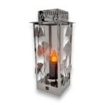 Ekskluzywny metalowy znicz solarny latarenka 37cm w trzech kolorach z liśćmi miłorzębu