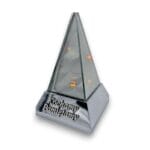 Lampion Solarny Lustrzany Piramida srebro 3d napis Solaris