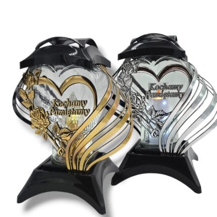 lampion szklany z dedykacją Kochamy Pamiętamy