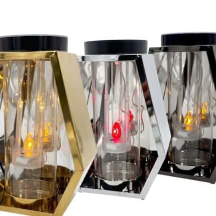Znicz Solarny Metal Romb 35 cm Vestina Premium LED Dzień/Noc