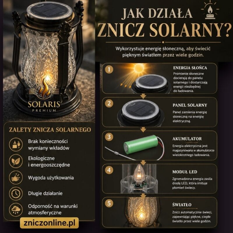 budowa modułu solarnego do znicza LED Solaris