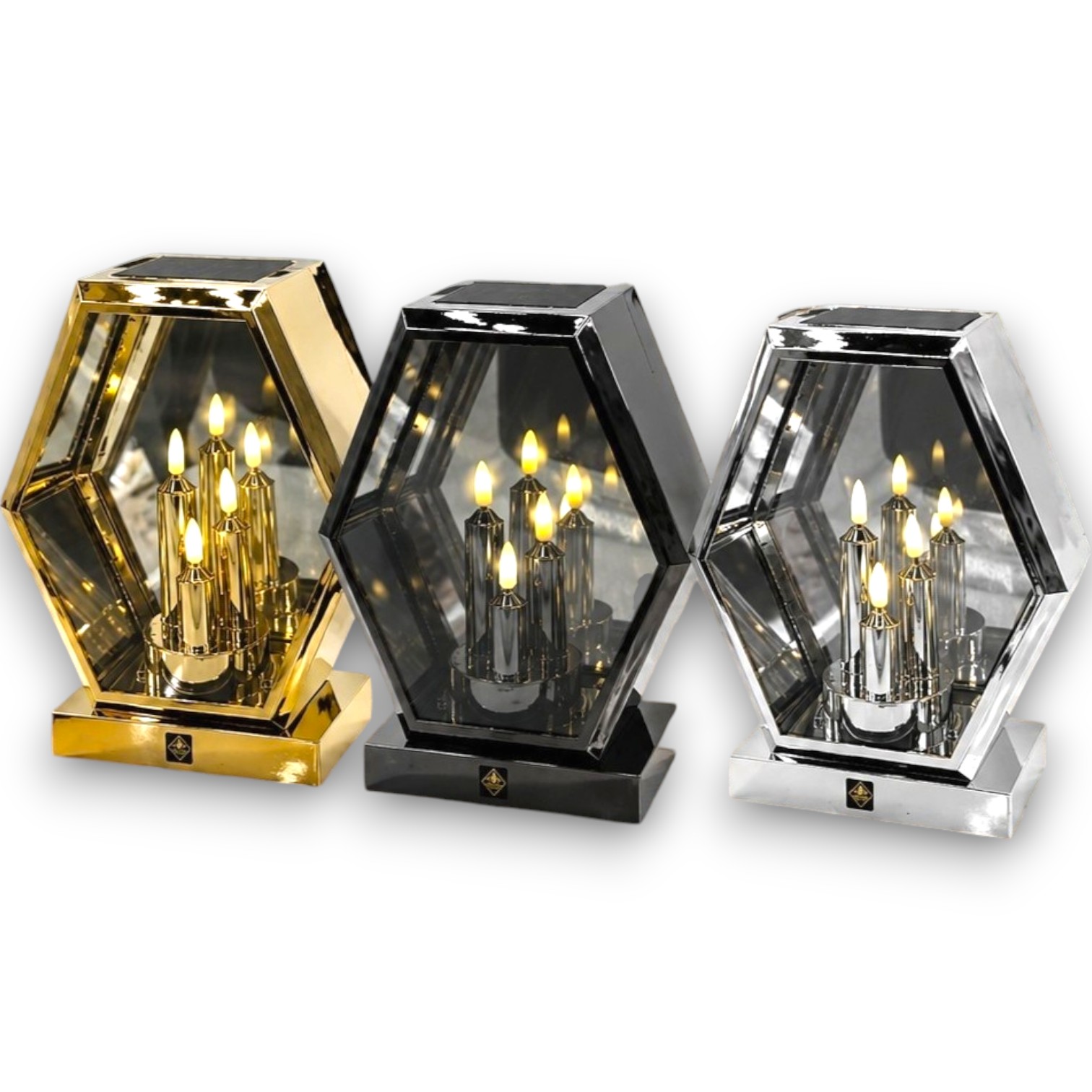 Znicz Romb Trio LED Dzień Noc Znicz Solarny Romb Trio 25 cm – Efekt LED | Solaris - obrazek 1
