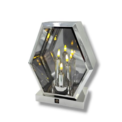 Znicz solarny Romb Trio 25 cm srebrny