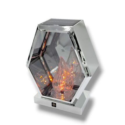 Srebrny znicz solarny Solaris Romb Szyszka 25 cm