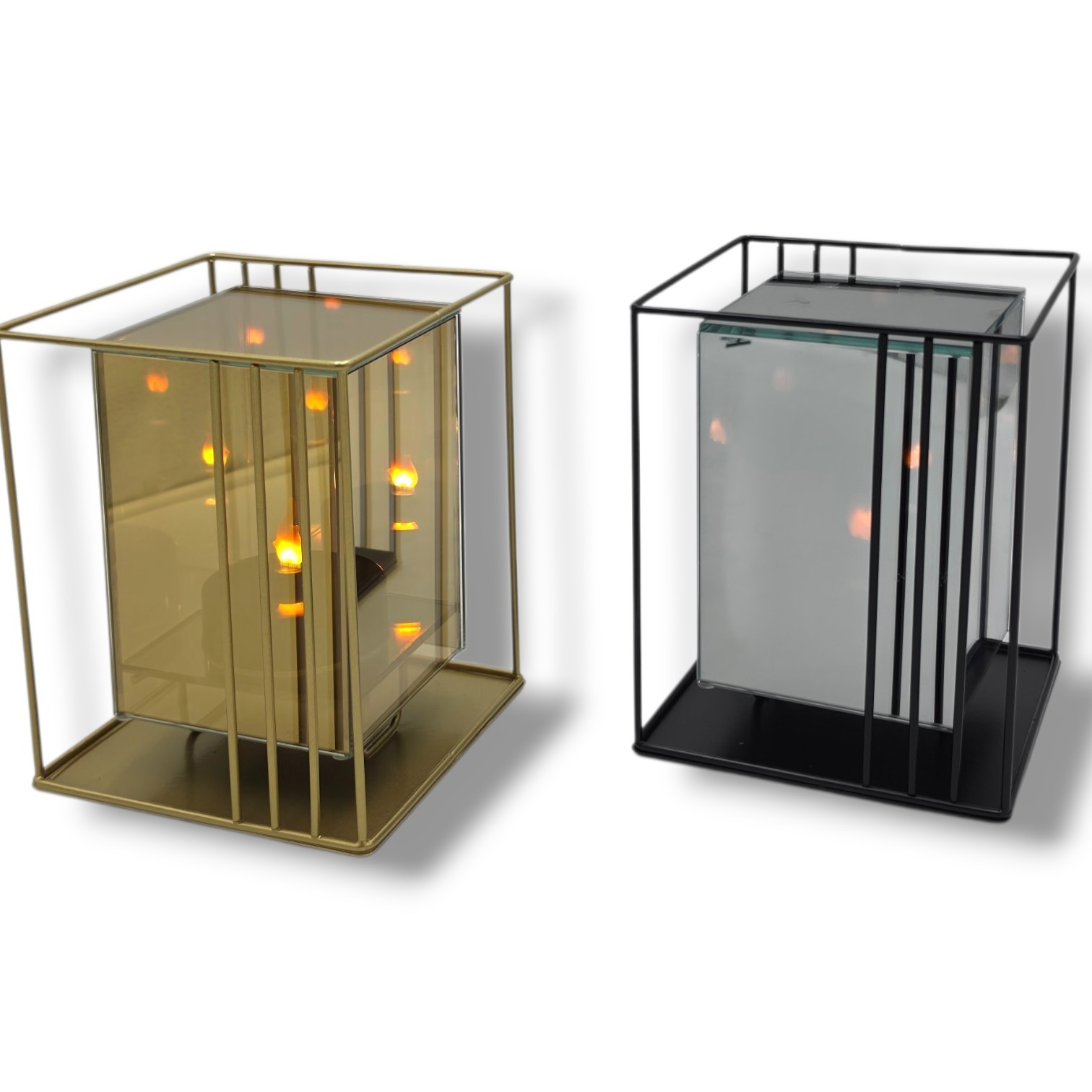 Lampion Lustro Metal 20 × 20 cm czarny z sercem i dedykacją Lampion Lustro Metal 20 × 20 cm czarny z sercem i dedykacją