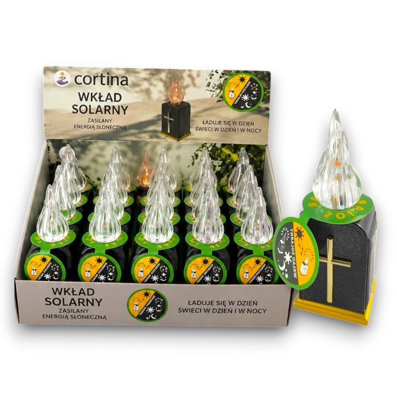wkład solarny cortina Solaris Płomień Solarny LED 16 cm wkład do znicza dzień noc